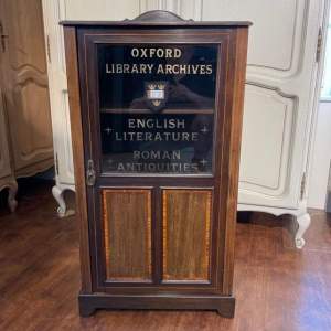 Antique Glazed Single Inlaid Cabinet with Later Lettering