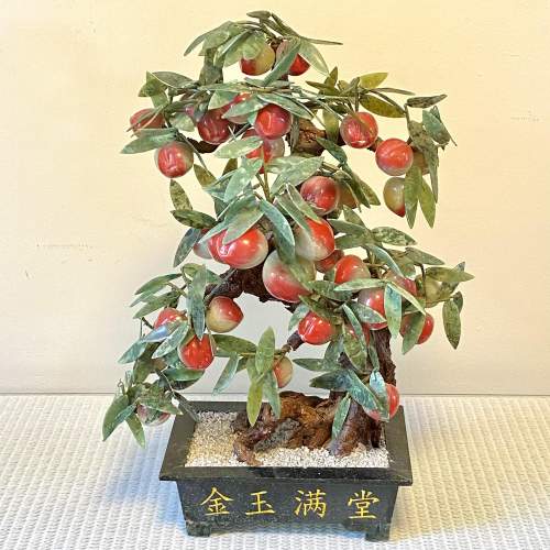 Late 20th Century Large Chinese Jade and Nephrite Peach Tree image-1