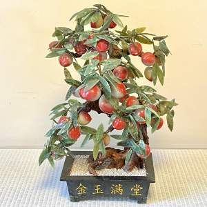 Late 20th Century Large Chinese Jade and Nephrite Peach Tree