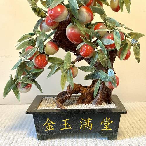 Late 20th Century Large Chinese Jade and Nephrite Peach Tree image-2