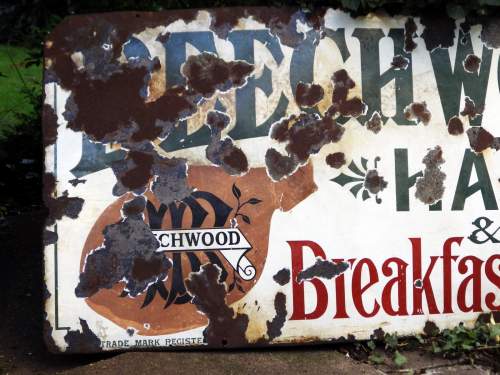 Beechwood Hams Early 20th Century Large Advertising Enamel Sign image-2