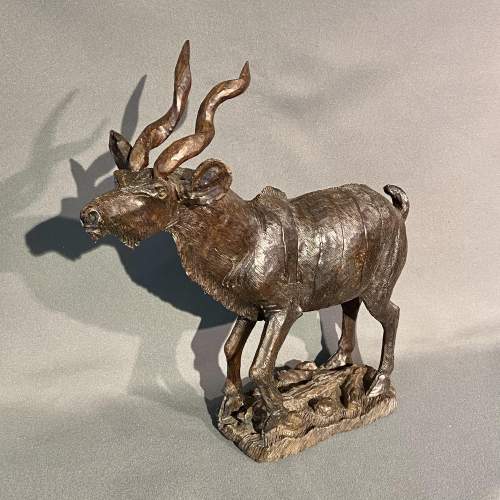 Carved Hardwood Kudu Figure image-1