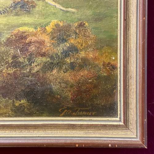 George Turner Oil on Canvas Painting of a Derbyshire Landscape image-5