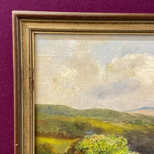 George Turner Oil on Canvas Painting of a Derbyshire Landscape image-4