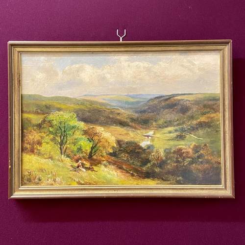 George Turner Oil on Canvas Painting of a Derbyshire Landscape image-1