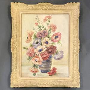 19th Century Signed Flowers Watercolour