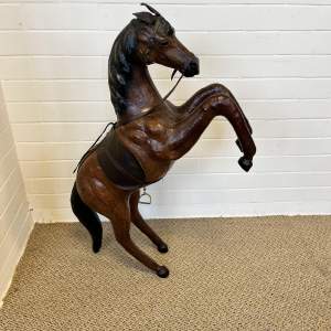 Circa 1970 -  Large Leather Rearing Horse