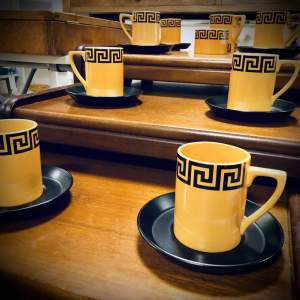 Greek Key Portmeirion Coffee Cups Saucers Milk Jug & Sugar Bowl