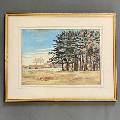Ethelbert White Watercolour Landscape with Farm Painting image-1