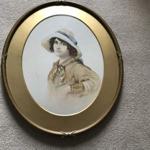 Watercolour  of  Young  Lady  signed  and  dated  L. Haynes 1923