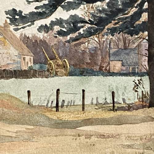 Ethelbert White Watercolour Landscape with Farm Painting image-4