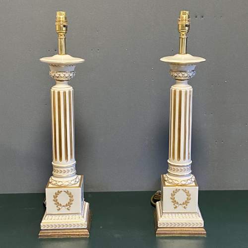 Pair of 20th Century White Porcelain Lamps image-1