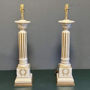 Pair of 20th Century White Porcelain Lamps