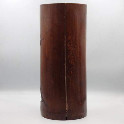 Chinese Antique Qing Dynasty Carved Bamboo Brush Pot image-4