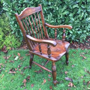 Victorian Circa 1900 Oak Spindle Back Armchair