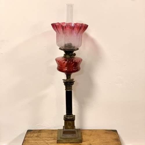 19th Century Corinthian Column Oil Lamp image-1
