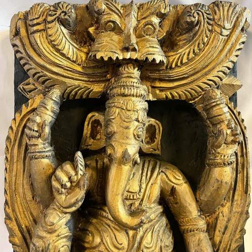 19th Century Carved Wooden Panel featuring Ganesh son of Shiva image-2