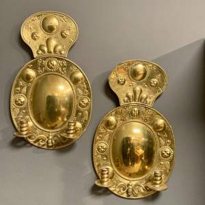 A Pair of Rare 19th Century Dutch Brass Girandoles