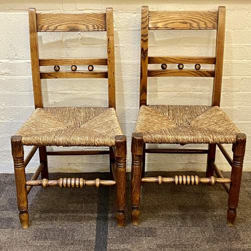 Early 19th Century Set of Four Rush Seated Elm Chairs image-2