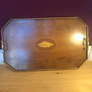 Edwardian Inlaid Mahogany Tray With Brass Handles