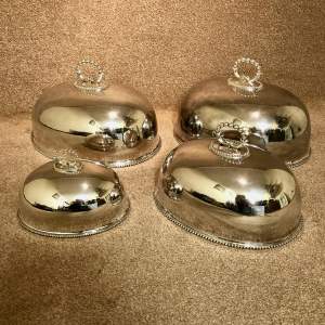 Fine Set Of 4 Graduated Silver Plate Meat Covers
