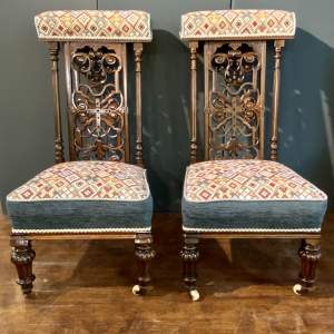 Pair of 19th Century Carved Prie-Dieu Chairs
