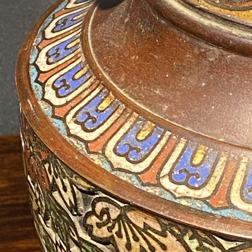 Early 20th Century Japanese Bronze and Champleve Enamel Vase image-6