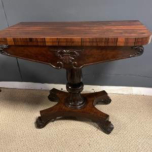 A 19th Century  Rosewood and Mahogany Fold Over Card Table