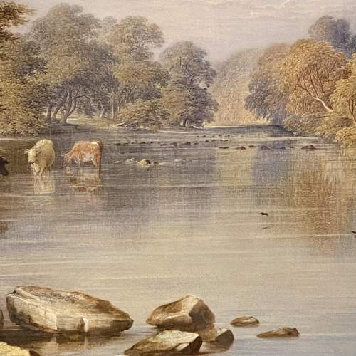 Watercolour of Cattle Watering on the Riverside image-3