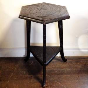 Liberty and Co Japanese Carved Wooden Side Table