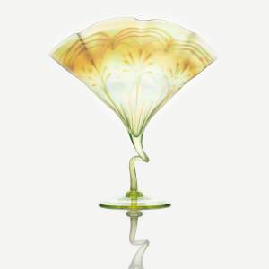 Antique English Opaline Brocade Uranium Glass Vase