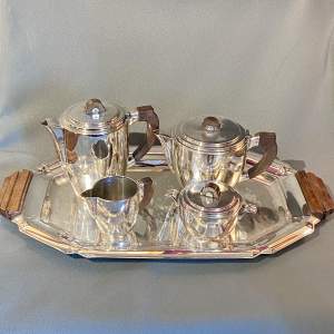 Five Piece Art Deco Silver Plate Tea Service by Quist of Germany