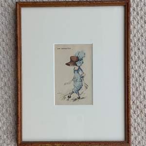 Framed Early 20th Century French Fashion Postcard by Artist T.S. Roberts