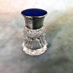 Silver Collared Guilloche Enamel Scent Bottle from 1938