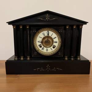 Victorian Antique Black Slate Ansonia Mantel Clock