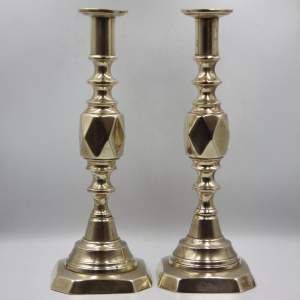 The Diamond Princess Pair of Antique Victorian Brass Candlesticks