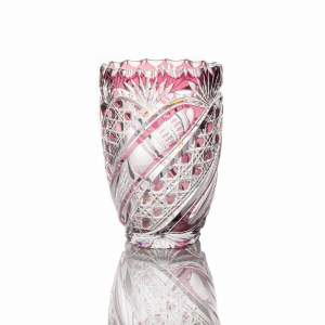 A Stourbridge Cut Crystal Vase Amethyst Over Clear Glass