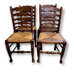 Set of Four Elm Ladderback Dining Chairs
