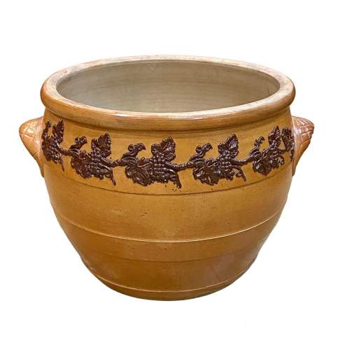 Large Brown Stoneware Crock Bowl image-1