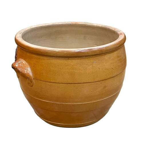 Large Brown Stoneware Crock Bowl image-2