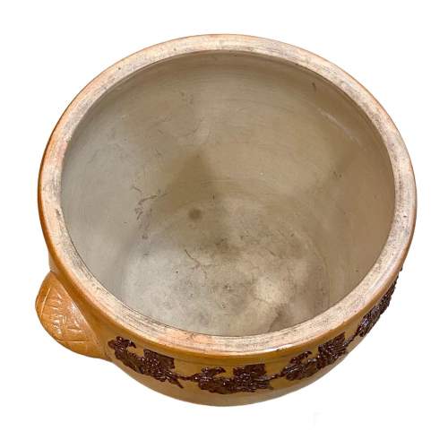 Large Brown Stoneware Crock Bowl image-5