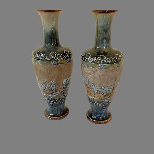 A Pair of Doulton Vases Decorated by Hannah Barlow image-1