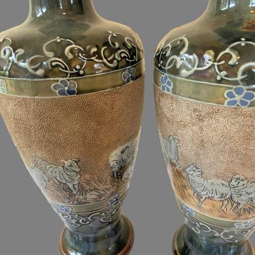 A Pair of Doulton Vases Decorated by Hannah Barlow image-2