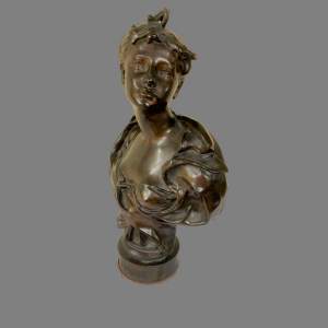 A Patinated French Bronze Bust of  Esperance