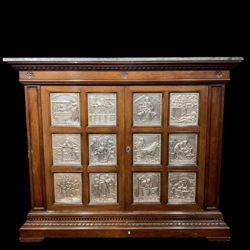 19th Century Marble Topped Cabinet with Silver Panels image-1