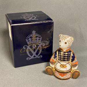 Boxed Royal Crown Derby Drummer Bear Paperweight