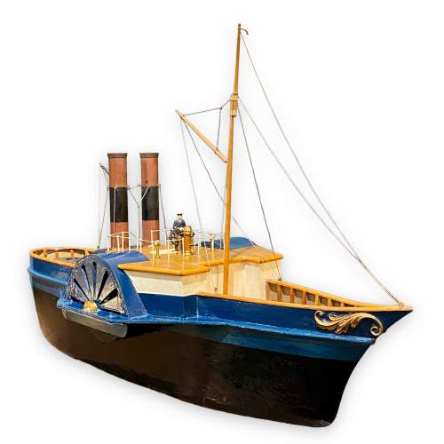 Late 19th Century Hand Built Model of a Steamer Boat image-1