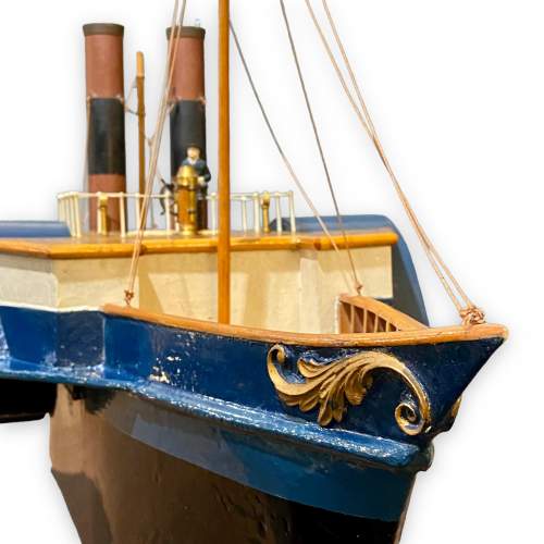 Late 19th Century Hand Built Model of a Steamer Boat image-2