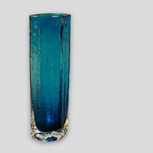 Whitefriars Kingfisher Blue Glass Cucumber Vase