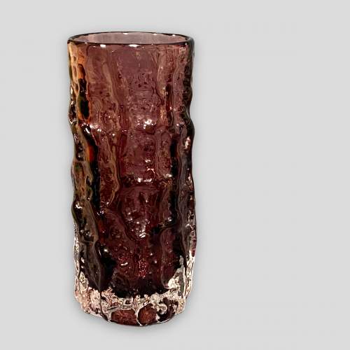 Whitefriars Aubergine Glass Bark Vase image-1